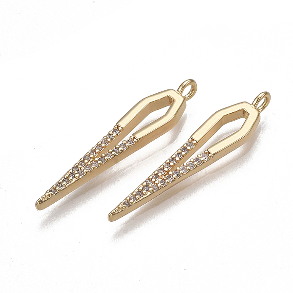 

PandaHall Brass Micro Pave Cubic Zirconia Pendants, Nickel Free, Real 18K Gold Plated, teardrop, Clear, 27x5.5x2mm, Hole: 1.5mm Brass+Cubic...
