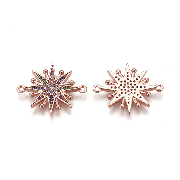 

PandaHall Brass Micro Pave Cubic Zirconia Links, Star, Colorful, Mixed Color, 26x21x2mm, Hole: 1.2mm Brass+Cubic Zirconia Star