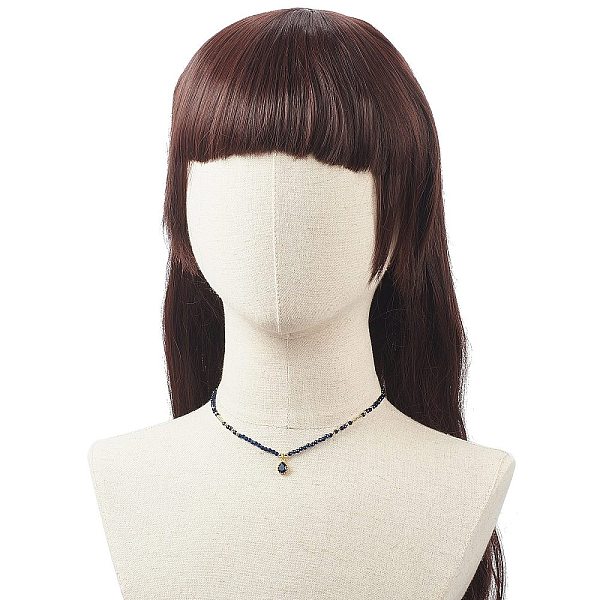 Halskette Mit Tropfenanhänger Aus Zirkonia Und Perlenketten Aus Natürlichem Kyanit