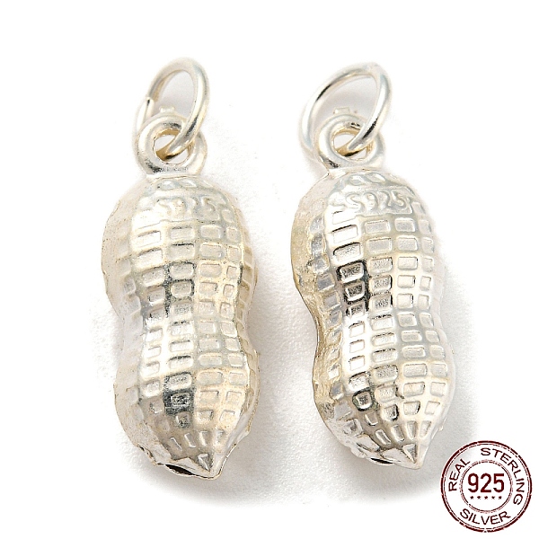 

PandaHall 925 Sterling Silver Pendants, Peanut Charms, Silver, 17.5x7.5x6mm, Hole: 4mm Sterling Silver Peanut