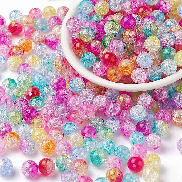 

PandaHall Transparent Crackle Acrylic Beads, Round, Mixed Color, 8x7.5mm, Hole: 1.8mm Acrylic Round Multicolor