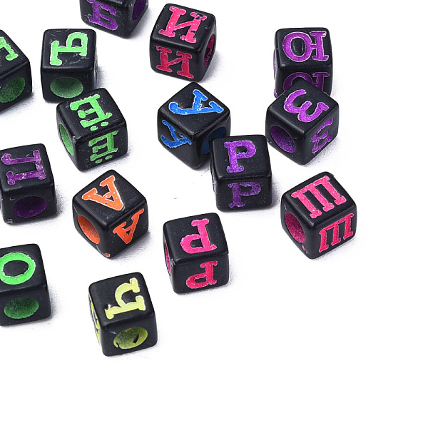 

PandaHall Opaque Black Acrylic Beads, Cube with Random Letter, Mixed Color, 6.5x6x6mm, Hole: 3.5mm, about 2800pcs/500g Acrylic Cube..., Multicolor