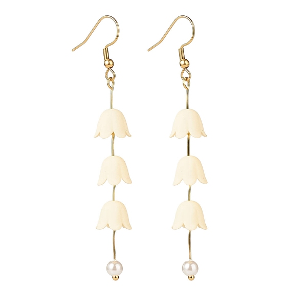 

PandaHall Acrylic Flower with Plastic Pearl Long Dangle Earrings, Gold Plated 304 Stainless Steel Jewelry for Women, Cornsilk, 80mm, Pin...