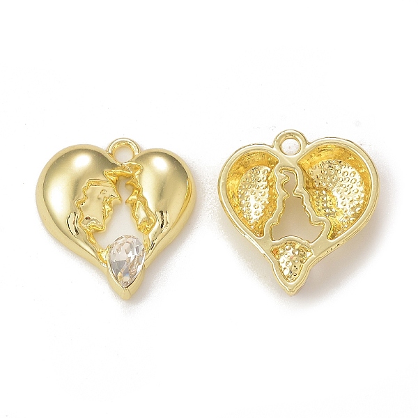 

PandaHall Rack Plating Alloy Glass Pendants, Golden, Heart Charms, Clear, 19x18x4mm, Hole: 1.8mm Alloy+Glass Heart Clear