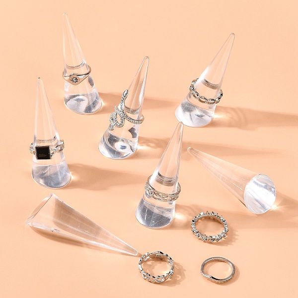 

PandaHall Plastic Ring Display, Cone, Clear, 23~25x60~69mm Plastic Clear
