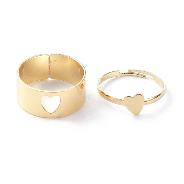 

PandaHall Alloy Adjustable Rings Set, Couple Rings, Heart, Golden, 2~9mm, Inner Diameter: 17~18mm, 2pcs/set Alloy Heart