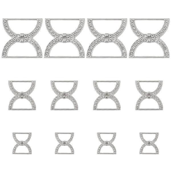 

PandaHall WADORN 12Pcs 3 Styles Alloy Rhinestone Underwear Strap Adjustment Buckles, Bra Slider Hoop, Double D Shape, Platinum...