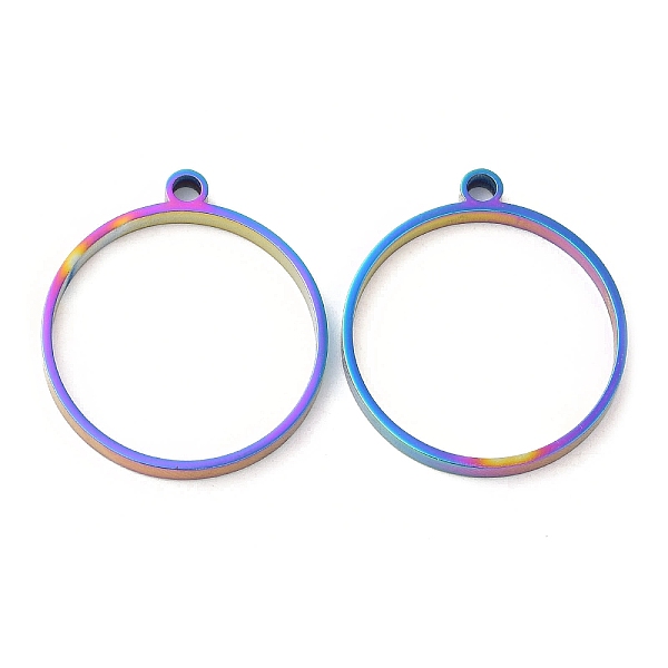 

PandaHall 304 Stainless Steel Open Back Bezel Flat Round Pendants, For DIY UV Resin, Epoxy Resin, Pressed Flower Jewelry, Rainbow Color...