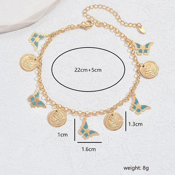 

PandaHall Brass Butterfly Chain Ankletsts for Women Brass
