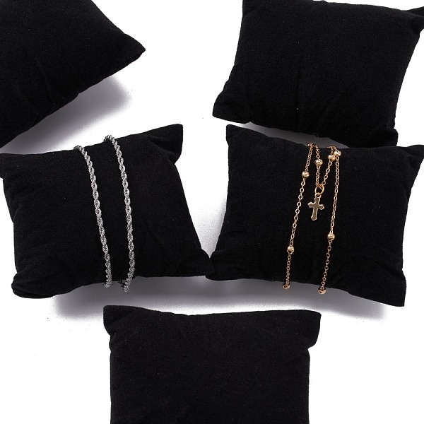 Черный прямоугольник бархатной подушке ювелирные изделия дисплей часы браслет