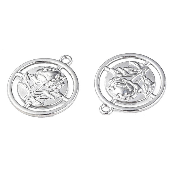 

PandaHall Rack Plating Alloy Pendants, Cadmium Free & Lead Free, Flat Round with Flower, Platinum, 23x20x3mm, Hole: 1.6mm Alloy Flat Round