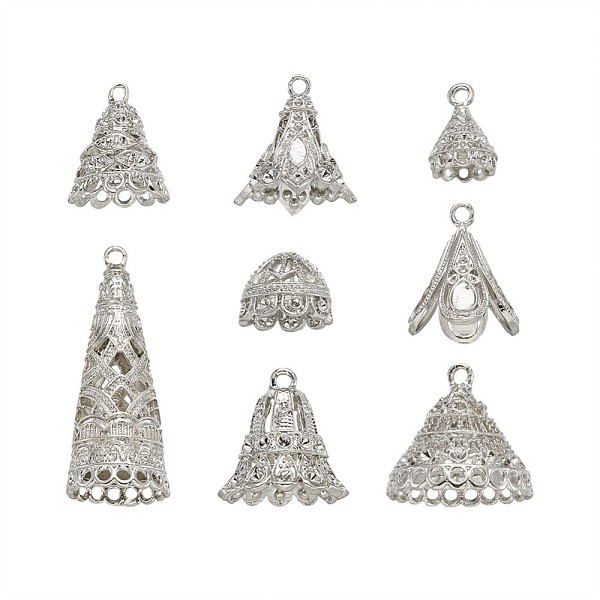 

PandaHall Yilisi Alloy Pendant Bail Rhinestone Settings, Tassel Cap Bail, Platinum, 30pcs/set Alloy Mixed Shapes