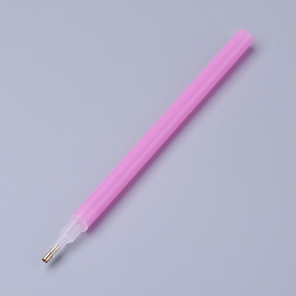 PandaHall Nail Art Rhinestones Pickers Pen, Point Nail Art Craft Tool Pen, Hot Pink, 12.6x0.7cm Plastic Pink
