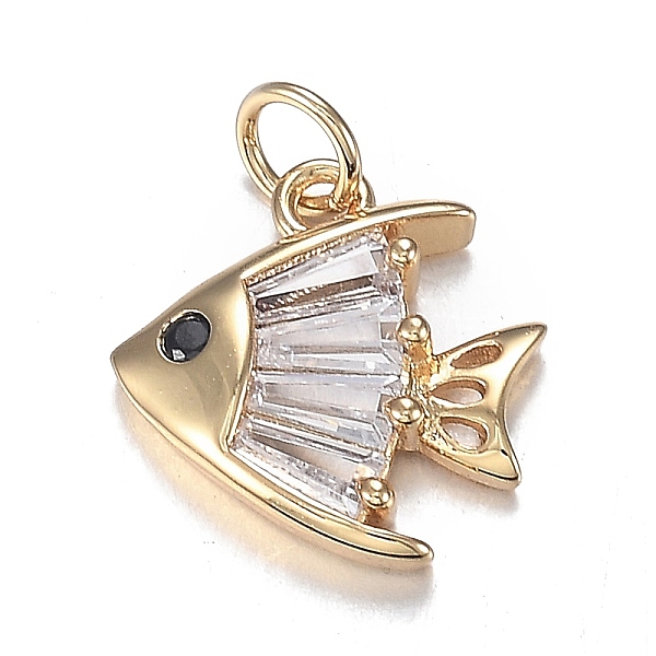 

PandaHall Brass Micro Clear & Black Cubic Zirconia Charms, Long-Lasting Plated, Fish Shape, Real 18K Gold Plated, 11.5x11x2.4mm, Hole: 2.7mm...