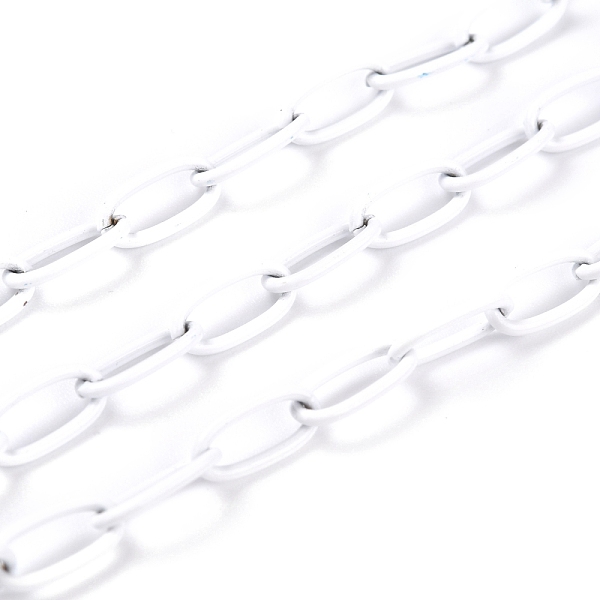 

PandaHall Spray Painted Brass Cable Chains, with Spool, Unwelded, White, 10x5x1mm, 32.8 Feet(10m)/roll Brass White