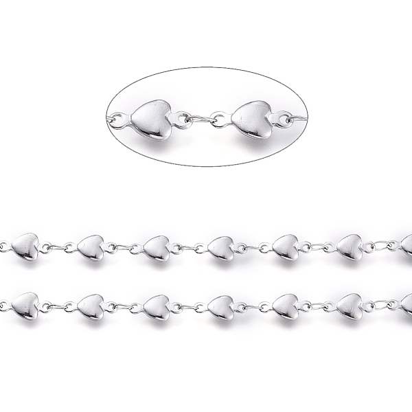 

PandaHall 304 Stainless Steel Link Chains, Soldered, with Spool, Heart, Stainless Steel Color, Oval Link: 3.5x2x0.3mm, Heart: 10x5x1.5mm...
