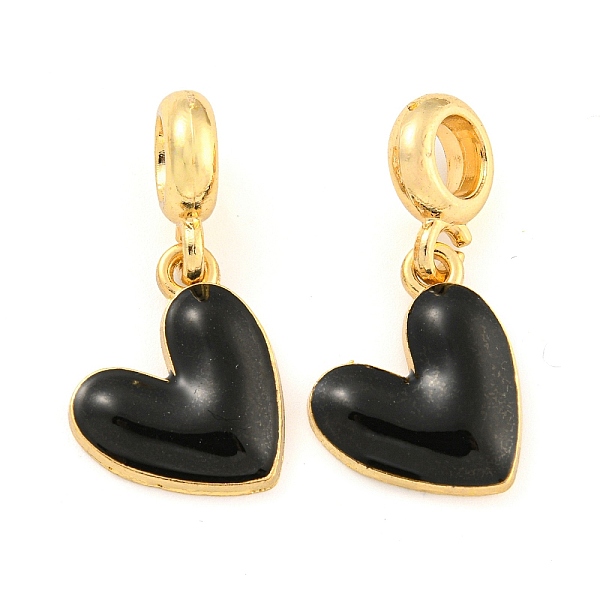 

PandaHall Rack Plating Alloy Enamel Heart European Dangle Charms, Large Hole Pendants, Golden, Cadmium Free & Nickel Free & Lead Free, Black...