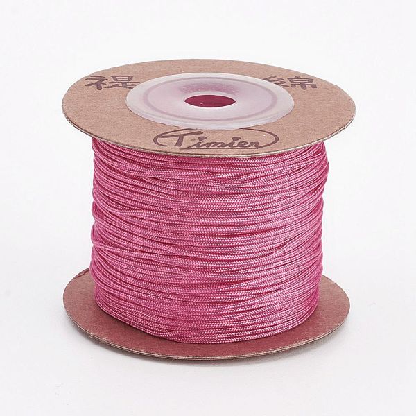 

PandaHall Nylon Cords, String Threads Cords, Flamingo, 1mm, about 54.68~59.05 yards(50~54mm)/roll Nylon Pink