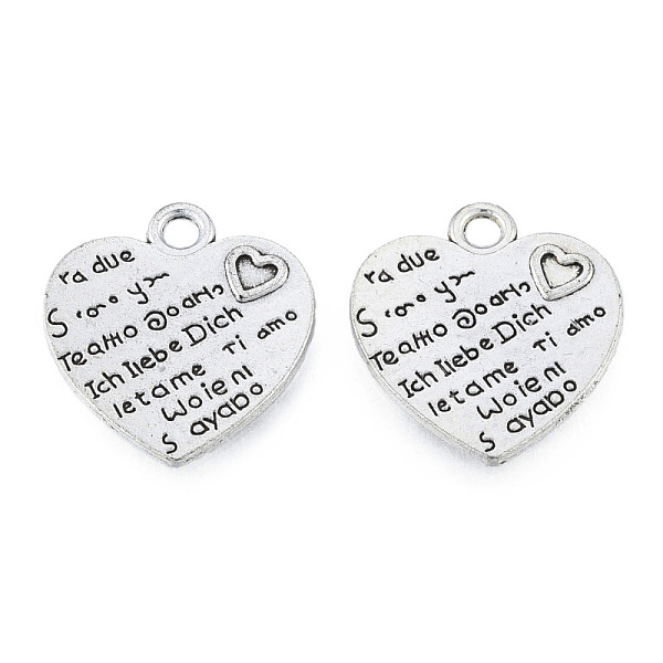 

PandaHall Tibetan Style Alloy Pendants, Cadmium Free & Lead Free, Heart with Word, Antique Silver, 21.5x20x1.5mm, Hole: 2.5mm, about...