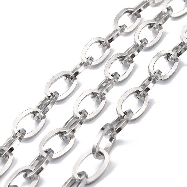 

PandaHall 304 Stainless Steel Cable Chains, Unwelded, with Spool, Flat Oval, Stainless Steel Color, 17.5x11.5x2mm, about 16.40 Feet(5m)/Roll...