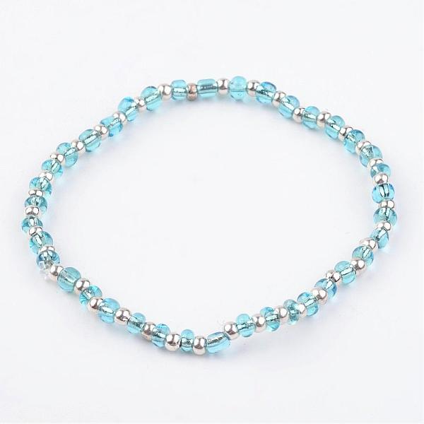 

PandaHall Glass Seed Beads Stretch Bracelets, with Iron Spacer Beads, Silver Color Plated, Mixed Color, 57mm(2-1/4 inch) Seed Beads..., Multicolor