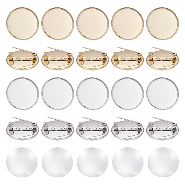 

PandaHall UNICRAFTALE 20 Sets 20mm Flat Round Brooch Pin with Glass Cabochons 304 Stainless Steel Brooch Bezel Trays DIY Brooch Making Kits...