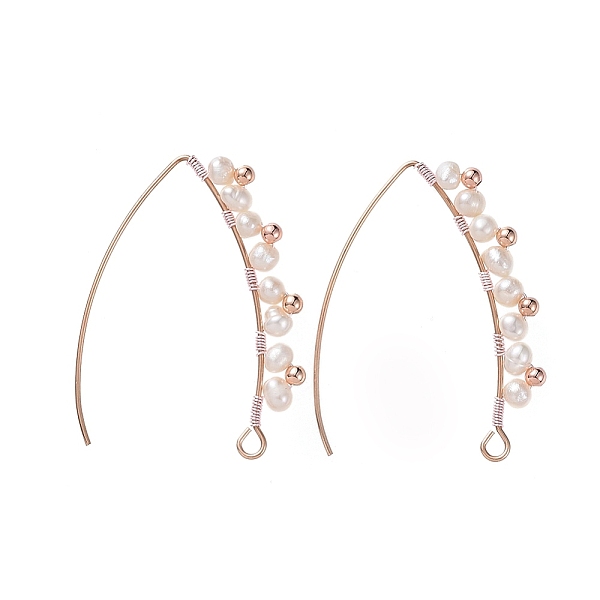 

PandaHall Dangle Earrings, with Natural Pearl Beads, Brass Beads, 304 Stainless Steel Earring Hooks and Copper Wire, Rose Gold, 41.5mm, Pin...