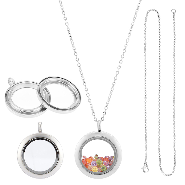 

PandaHall Unicraftale DIY Picture Photo Necklace Making Kit, Including 304 Stainless Steel Cable Chain Necklace & Flat Round Locket Pendants...