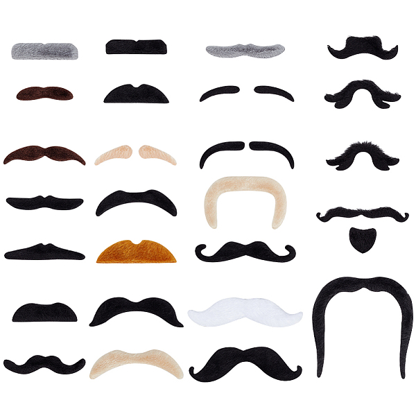 PandaHall GOMAKERER 96 Pcs Fake Mustache, 26 Styles Self Adhesive Novelty Moustaches Hairy Beard Costume Facial Hair for Masquerade Party...