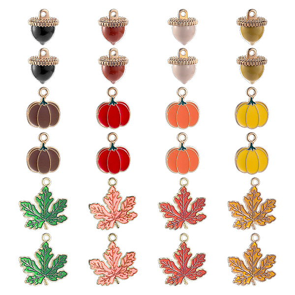 

PandaHall SUNNYCLUE 1 Box 24pcs Fall Charms Bulk Maple Leaf Charm Alloy Enamel Autumn Charms Thanksgiving Leaves Pumpkin Nut Charm for..., Multicolor