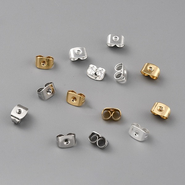 

PandaHall Brass Friction Ear Nuts, Ear Locking Earring Backs for Post Stud Earrings, Mixed Color, 6x4x3.5mm, Hole: 1mm Brass