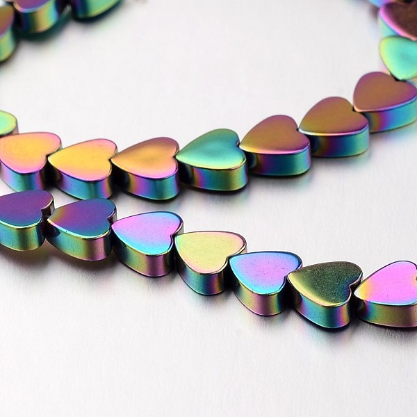 

PandaHall Electroplate Non-magnetic Synthetic Hematite Bead Strands, Heart, Multi-color Plated, 6x6x2mm, Hole: 1mm, about 71pcs/strand, 15.7...