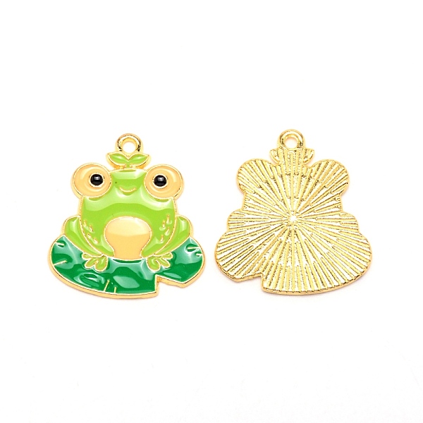 

PandaHall Alloy Enamel Pendants, Light Gold, Frog, Green Yellow, 25x22.5x1.5mm, Hole: 1.6mm Alloy+Enamel Frog