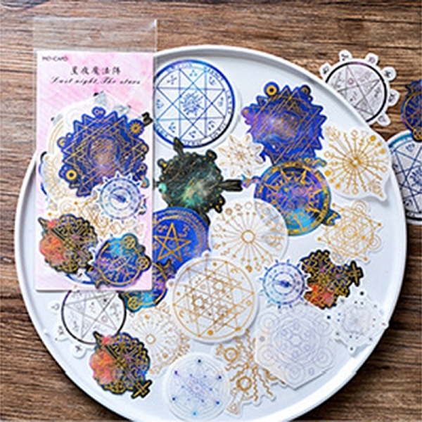 

PandaHall 60Pcs 20 Styles DIY Gold Stamp Scrapbooking Stickers, Decorative Craft Stickers, Journaling Supplies, Magic Circle, 30mm~110mm...