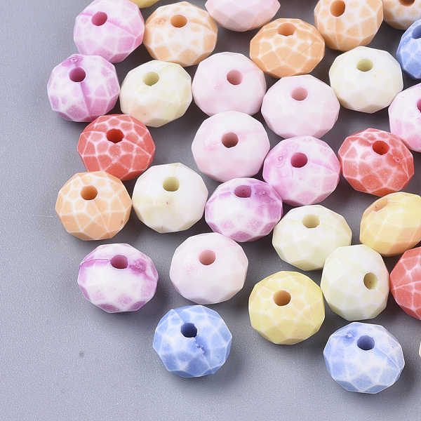 

PandaHall Craft Style Acrylic Beads, Faceted, Rondelle, Mixed Color, 7.5x5mm, Hole: 1.6mm, about 2940pcs/500g Acrylic Rondelle Multicolor