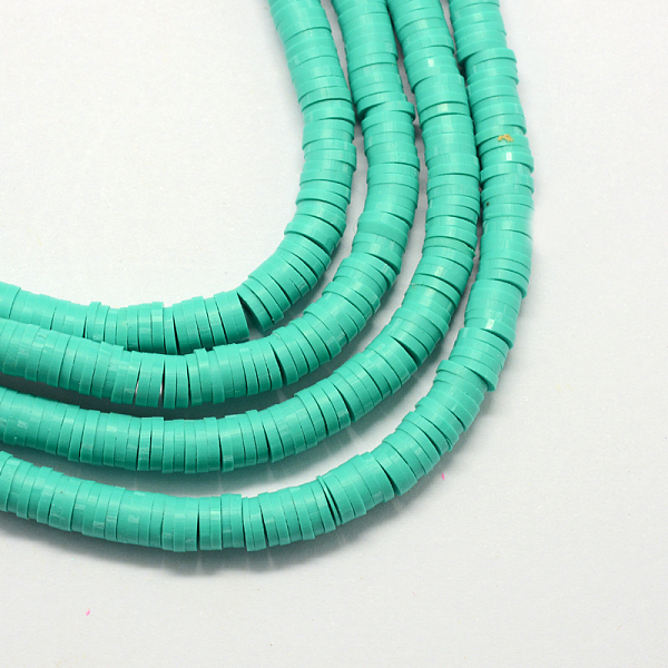 

PandaHall Handmade Polymer Clay Beads, for DIY Jewelry Crafts Supplies, Disc/Flat Round, Heishi Beads, Medium Turquoise, 8x1mm, Hole: 1.5mm..., Cyan