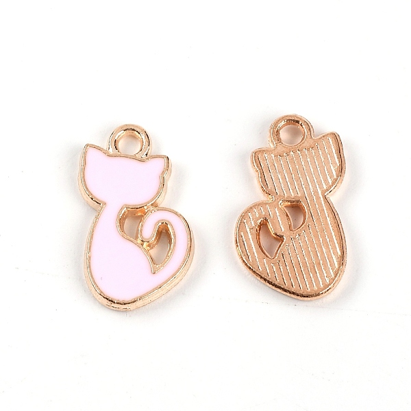 

PandaHall Zinc Alloy Enamel Pendant, Light Gold, Cat, Pink, 15x10x1.5mm, Hole: 1.5mm Alloy+Enamel Cat Shape Pink