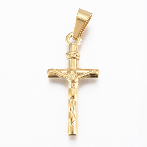 

PandaHall 304 Stainless Steel Pendants, Cross, Golden, 29x14x3mm, Hole: 8x4mm 304 Stainless Steel Cross