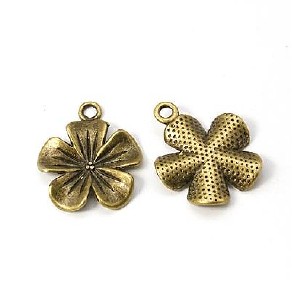 

PandaHall Tibetan Style Pendants, Lead Free and Cadmium Free, Flower/Plum Blossom, Antique Bronze, 23x20x4mm, Hole: 2mm, about 470pcs/1000g...