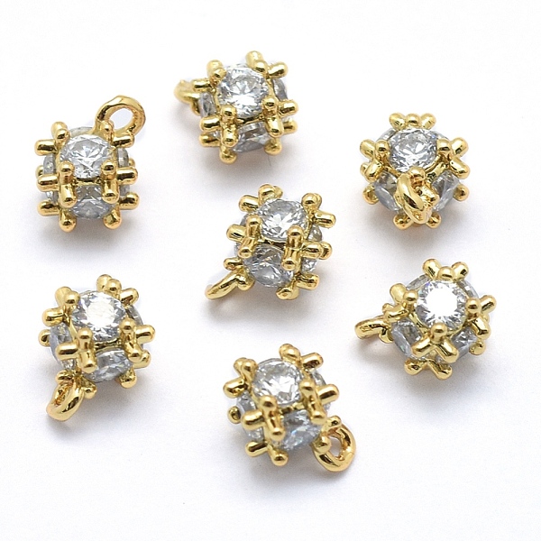 

PandaHall Brass Charms, with Cubic Zirconia, Cadmium Free & Nickel Free & Lead Free, Round, Clear, Real 18K Gold Plated, 7x5mm, Hole: 1.2mm...
