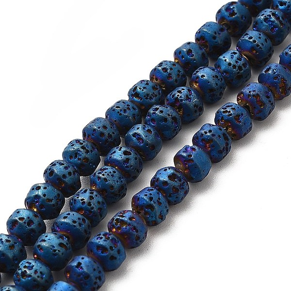 

PandaHall Electroplated Natural Lava Rock Beads Strands, Bicone, Blue Plated, 4x5mm, Hole: 0.8mm, about 89~90pcs/strand, 15.35~15.55 inch...