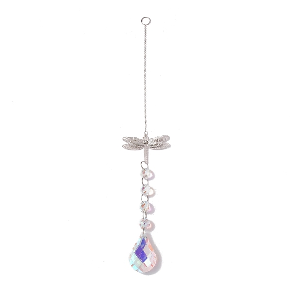 

PandaHall Hanging Suncatcher, Iron & Faceted Glass Pendant Decorations, with Jump Ring, Dragonfly, Clear AB, 345x1mm, Hole: 11mm Iron..., White