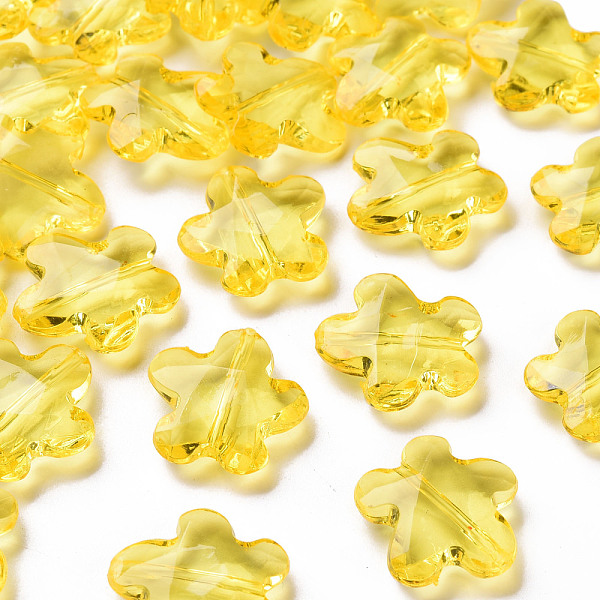 

PandaHall Transparent Acrylic Beads, Faceted, Flower, Gold, 18.5x18.5x5.5mm, Hole: 1.2mm, about 470pcs/500g Acrylic Flower Gold
