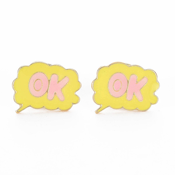 

PandaHall Word OK Enamel Pin, Cloud Shape Alloy Brooch for Backpack Clothes, Cadmium Free & Lead Free, Light Gold, Yellow, 15x20x11mm, Pin...