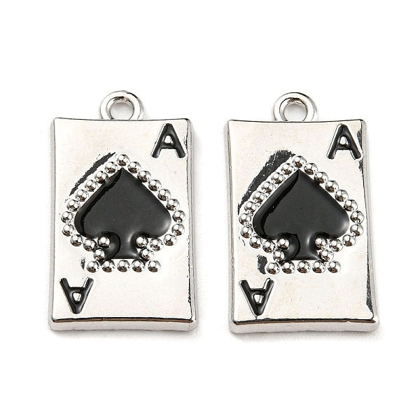 

PandaHall Alloy Enamel Pendants, Ace of Spades Charm, Platinum, 22x12.5x2.5mm, Hole: 1.8mm Alloy+Enamel Playing Theme Black