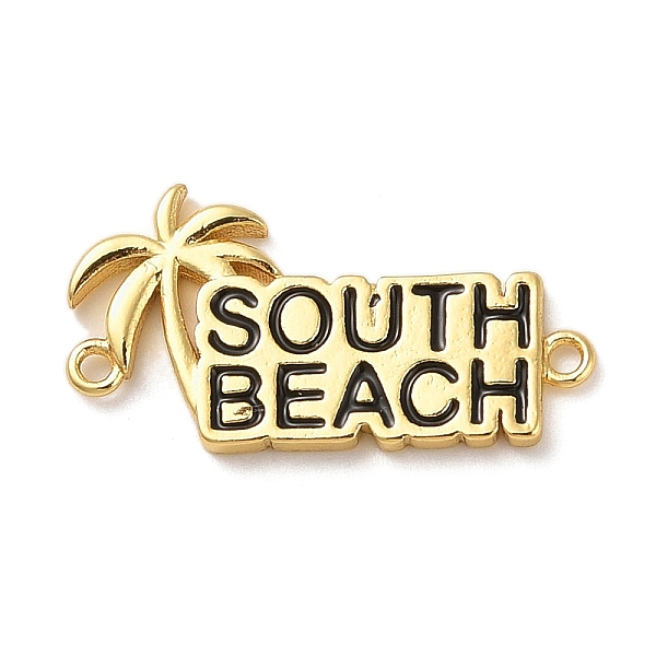 

PandaHall Beach Theme Rack Plating Brass Enamel Coconut Tree Connector Charms, Word South Beach Links, Long-Lasting Plated, Cadmium Free &..., Black