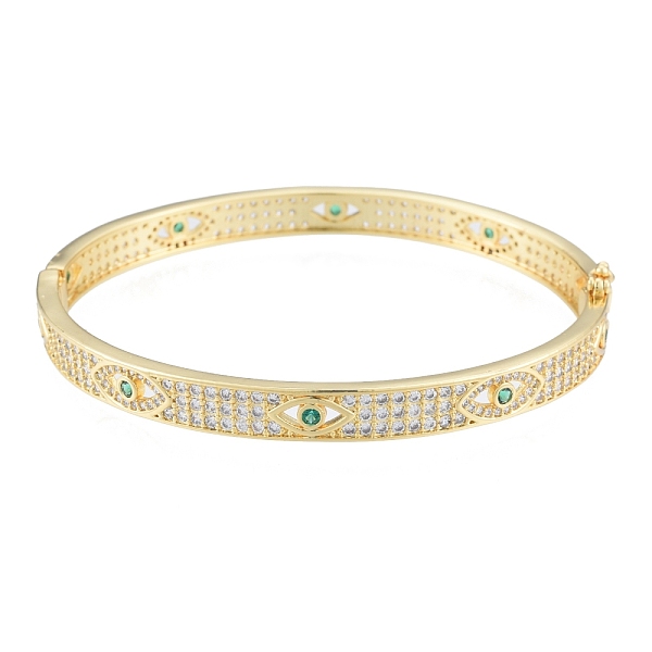 

PandaHall Cubic Zirconia Horse Eye Hinged Bangle, Real 18K Gold Plated Brass Jewelry for Women, Mixed Color, Inner Diameter: 2-1/8x2-3/8..., Multicolor