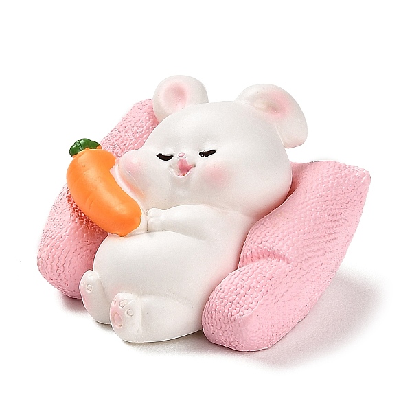 PandaHall Resin Sleep Animal Figurines Ornament, for Home Desktop Decoration, Rabbit, 33.5x36.5x23mm Resin Rabbit