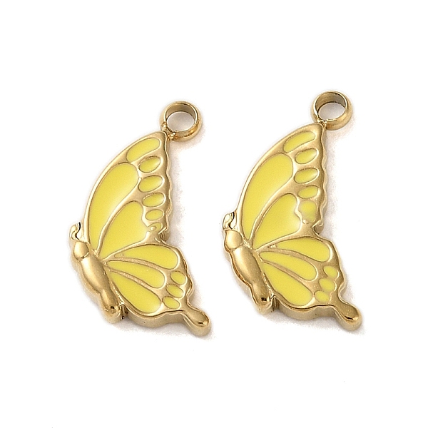 

PandaHall 304 Stainless Steel with Enamel Charms, Butterfly Charm, Real 14K Gold Plated, Yellow, 14.5x9x2mm, Hole: 1.6mm Stainless...