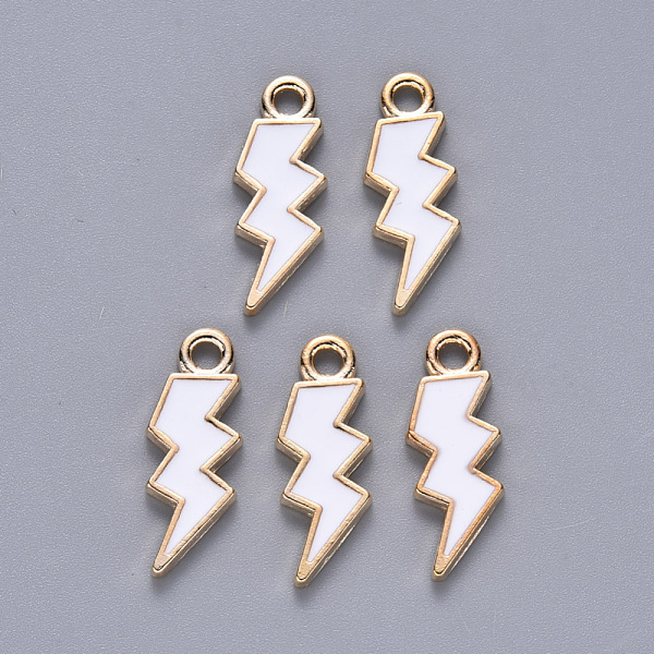 

PandaHall Alloy Enamel Pendants, Lightning Bolt, Light Gold, White, 20x7x1.5mm, Hole: 2mm Alloy+Enamel Lightning Bolt White